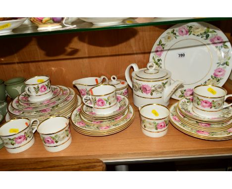 ROYAL WORCESTER 'ROYAL GARDEN' TEA/DINNERWARES, to include red backstamp on cake plate, six 23.5cm plates, a 20cm plate, a co