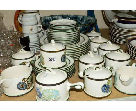 WEDGWOOD 'IONA' TABLEWARES, to include lidded soup bowls, side plates, dinner plates, Rambouts coffee cups and saucers, a Cro