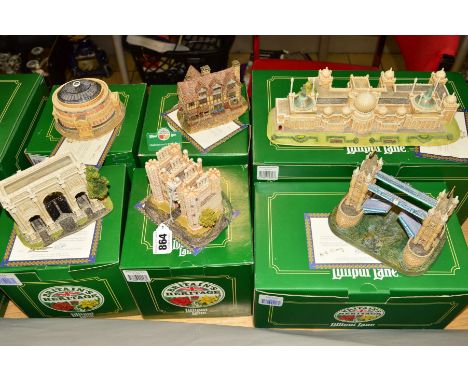SIX BOXED LILLIPUT LANE SCULPTURES FROM BRITIANS HERITAGE SERIES, 'Hampton Court Palace' L2248, 'Marble Arch' L2289, 'The Roy