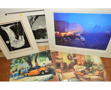 FIVE VARIOUS PICTURES, to include Peter Wileman A.R.O.I (British 1946) 'Venetian Nights III', Limited Edition print 40/195, P