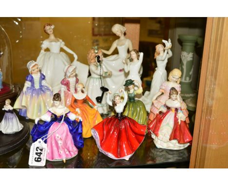 THIRTEEN ROYAL DOULTON FIGURES, to include five miniatures 'Sara' HN3249, 'Karen' HN3270, 'Southern Belle' HN3174, 'Buttercup