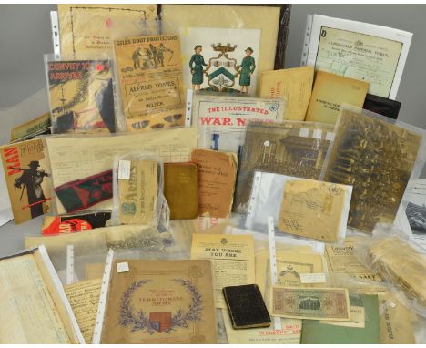 A LARGE BOX CONTAINING A LARGE AMOUNT OF HISTORICAL MILITARY EPHEMERA, relating to WWI/II etc, with C.W.G.C. interest to incl