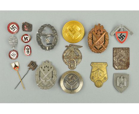 A COLLECTION OF GERMAN 3RD REICH, PRE WWII AND WWII BADGES AND INSIGNIA, to include 'R.A.D.' pins and badges, Day badges, Tin