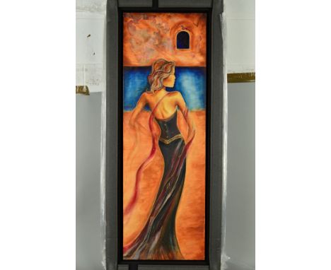 CHARLOTTE ATKINSON (BRITISH CONTEMPORARY), full length portrait of a female figure in a fantasy landscape, signed bottom righ