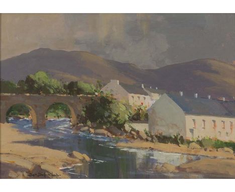 George K Gillespie RUA 1924-1995AT CUSHENDUN, CO. ANTRIM.Oil on board,10" x 14" (25.4 x 35.6 cm), signed and inscribed verso.