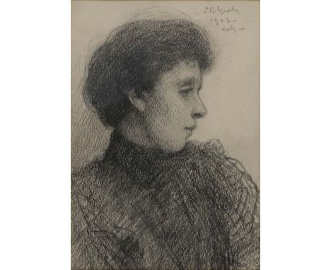 John Butler Yeats RHA, 1839-1922  PORTRAIT OF VIOLET MARTIN Pencil, 7” x 5” (17.7 x 12.7cm), signed and dated July 1903