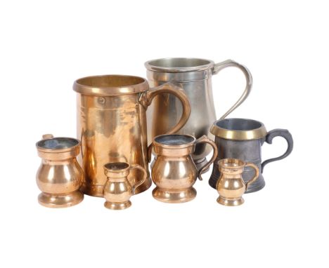 A group of Victorian and Georgian measures, largest by R Davis &amp; Sons, including quart and gill (7)