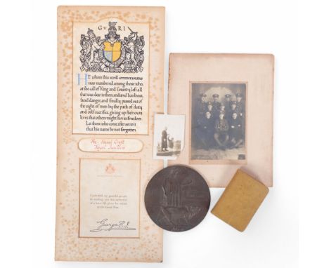 A First World War bronze death penny, named to Hazell Croft, together with a framed Buckingham Palace commemorative scroll, n