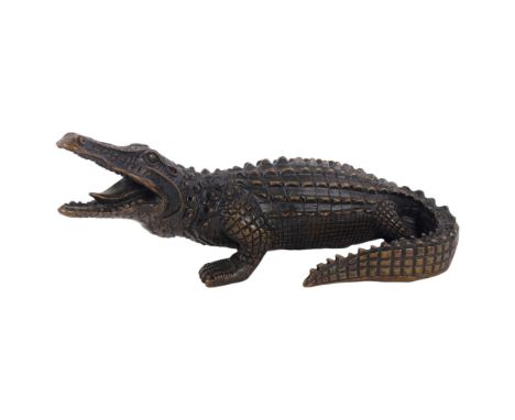 A cast-bronze study of a crocodile, L24cm
