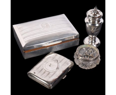 Various silver, including cigarette box, cigarette case, pepperette, etc, 2.3oz weighable