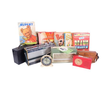 Rupert annuals, radios, camera, and a clock, etc