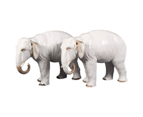 2 Vintage ceramic similar elephants, both A/F, H20.5cm