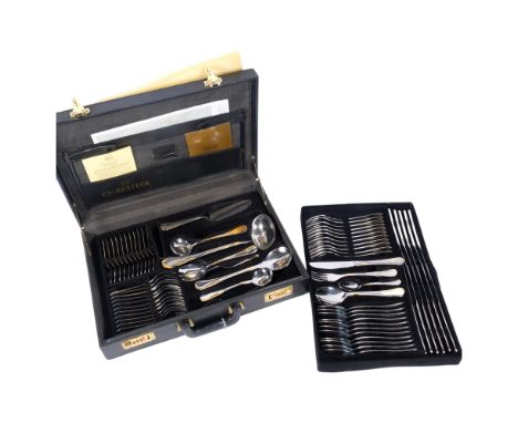A Bestecke Solingen gold plated canteen of cutlery for 12 people, in fitted briefcase