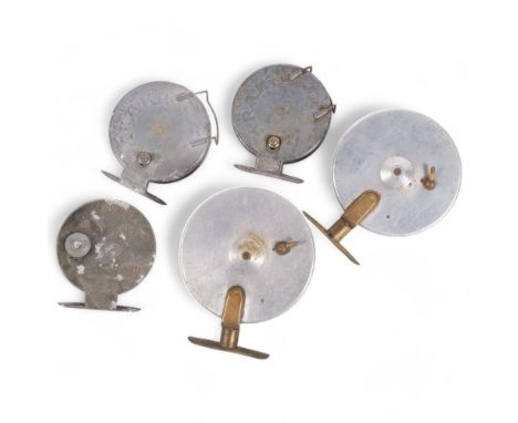 5 Vintage aluminium fishing reels, including "The Invicta", "The Little Kraka", etc (5)