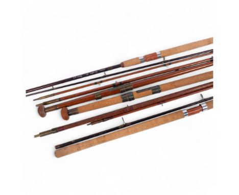 4 Vintage fishing rods, including J W Young, 11ft margin carp, YMC110