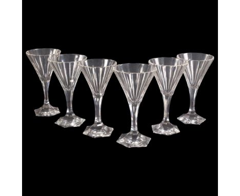 A set of 6 Moser Thomas pattern crystal glasses, facet-cut from rim to base, designed in 1929 by Leo Moser, H15.8cm