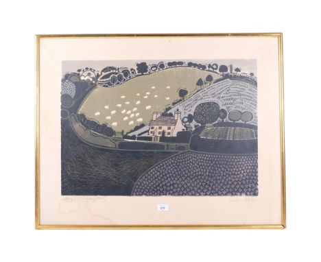 Graham Clarke, an artist's proof lithograph, "A Cottage In A Valley", 66cm x 84cm overall, framed
