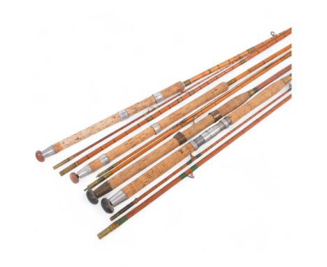 3 Vintage split-cane fishing rods, including Maxton James Greaves and Constable