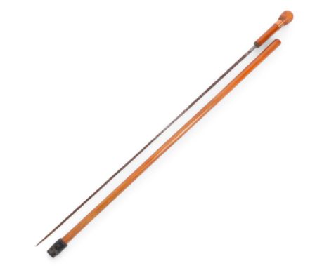 An early 20th century Malacca swordstick, blade 70cm