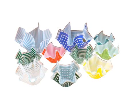 A collection of 10 handkerchief vases, various sizes, largest 20cm across