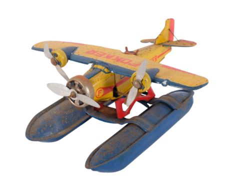 A Vintage Fokker tinplate wind-up seaplane, L23cm