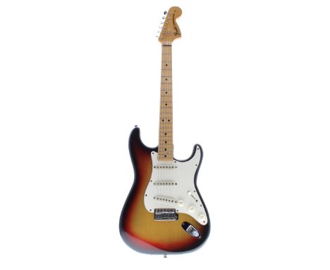 1974 Fender Stratocaster electric guitar, made in USA, ser. no. 5xxxx7; Finish: three-tone sunburst, minor dings, blemishes a