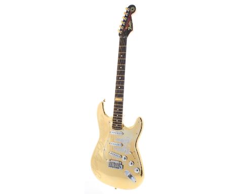 1994 Fender Custom Shop Harley Davidson inspired Aluminium Stratocaster - 24 carat gold, made in USA, ser. no. CN30439; Finis