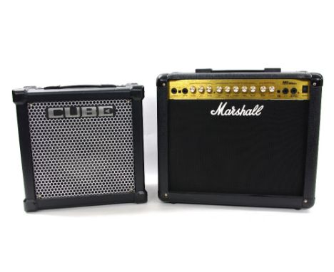 Roland Cube 20GX guitar amplifier; together with a Marshall MG30DFX guitar amplifier (2)