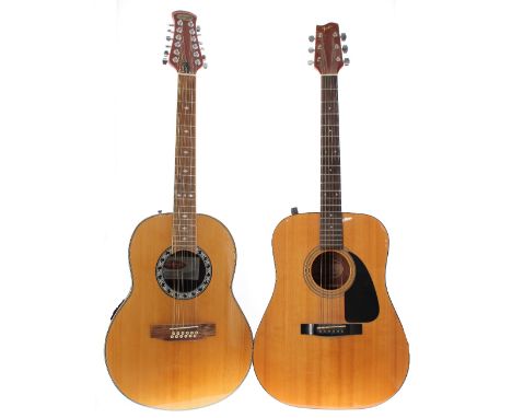Fender Gemini IIE electro-acoustic guitar, made in Korea; together with a Stagg A1012-N  twelve string electro-acoustic bowl 