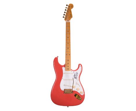 Hank Marvin - Squier by Fender Hank Marvin signature Stratocaster electric guitar bearing Hank Marvin's autograph to the scra