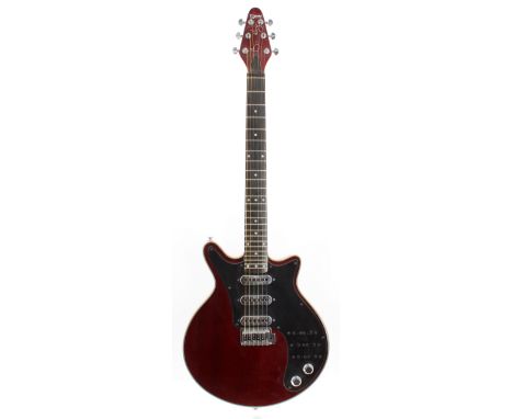 Burns Brian May Red Special electric guitar, made in Korea, ser. no. BHMxxx2; Finish: cherry red; Fretboard: ebony; Frets: ge