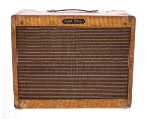 Fender Vibrolux guitar amplifier, made in USA, circa 1960, chassis no. F04387, tweed covering heavily aged (USA voltage)