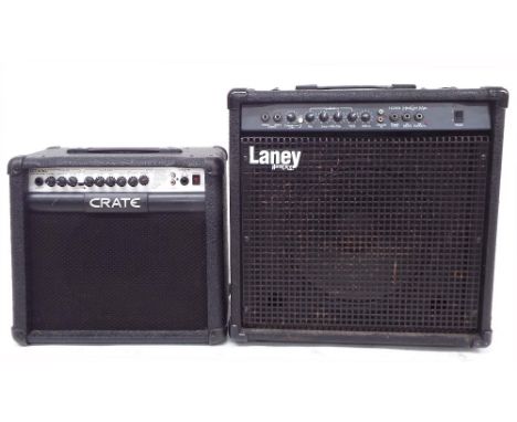 Laney Hardcore Max HCM65B bass guitar amplifier; together with a Crate GTX30 guitar amplifier; also a Studio master GX12A pow