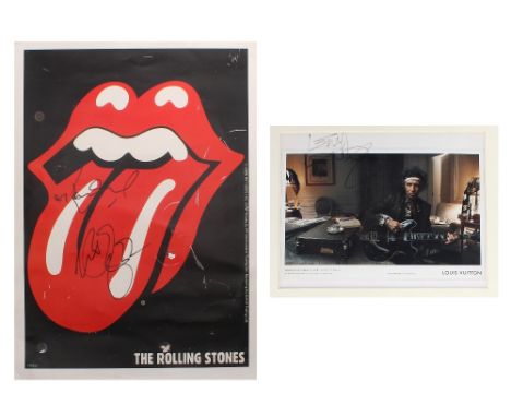 Rolling Stones - Keith Richards' autographed Louis Vuitton promotional artwork, framed and glazed, 12" x 14"; together with a