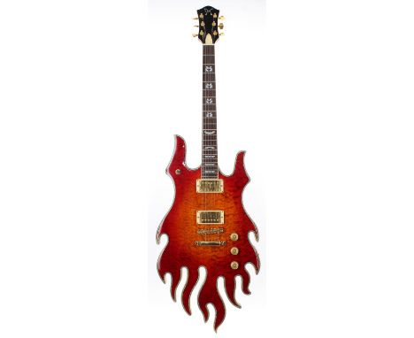 Minarik Inferno electric guitar, ser. no. Wxx76; Finish: quilted cherry sunburst; Fretboard: rosewood; Frets: good; Electrics