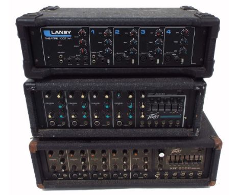 Peavey XR400B powered mixer; together with a Peavey XR500C powered mixer and a Laney Theatre 100T X4 mixer amplifier (at faul
