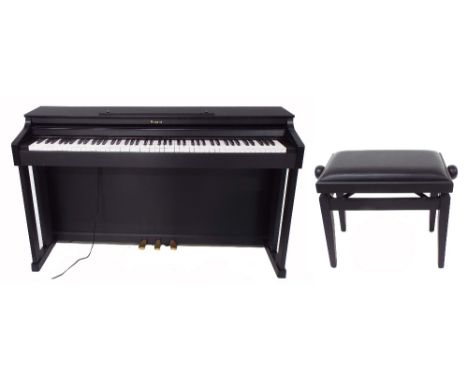 Roland HP302-SB Digital Piano, made in Italy, ser. no. Z1A1859, with back lacquered piano stool, owners manual and dust cover