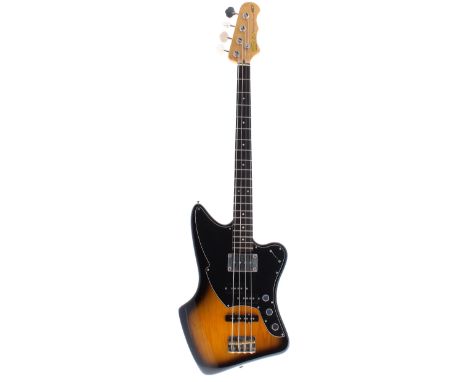 *Fret King by Trev Wilkinson Ventura Super 80 bass guitar; Finish: two-tone sunburst, large blemish to the lower bass point, 