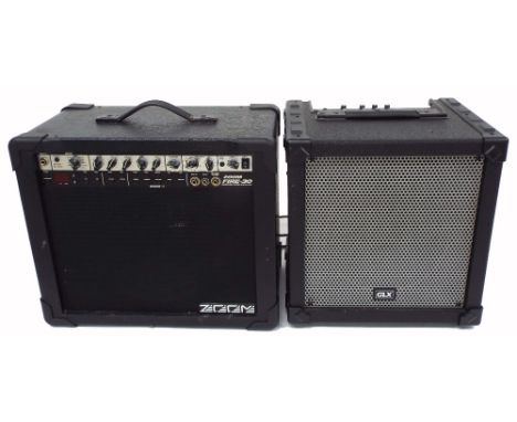 Zoom Fire-30 modeling guitar amplifier (input jack requires attention); together with a GLX B-65 bass guitar amplifier (2)