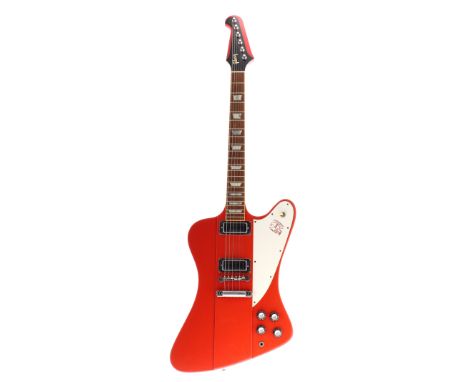 1990 Gibson Firebird V electric guitar, made in USA, ser. no. 9xxx0xx4; Finish: cardinal red, some light fading to top, tape 