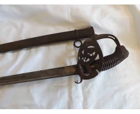 Bavarian Cavalry Officer's Sword W. Holler Solingon blade, 32", rusted guard, rusted scabbard  100-120 