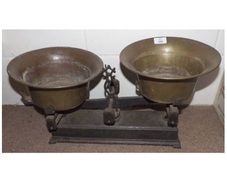 Set of vintage Cast Iron and Brass Balance Scales, 20" long   30-40 