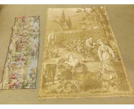 A large Sepia machine tapestry wool wall hanging together with one other (2)