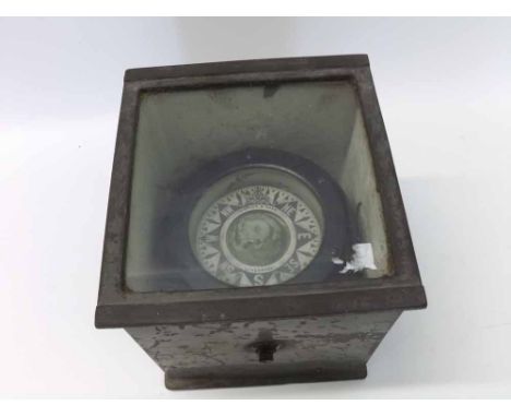 Vintage J Bruce & Sons Liverpool Maritime Compass, grey painted metal case, glazed top   30-40 