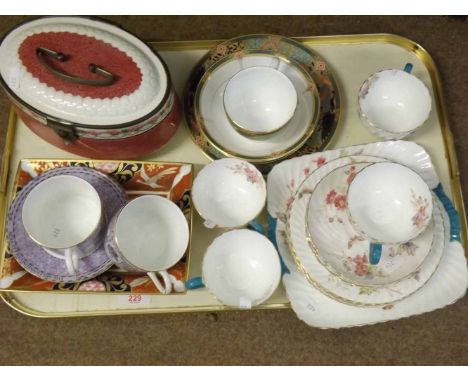 A Mixed Lot: part Tea Service of wrythen form, decorated with floral sprays etc, a Wedgwood "Samarkhand" pattern Cup and Sauc