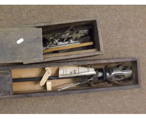 A Stanley Vintage Combination Plane No 45; together with various bits and accessories etc, together with box with sliding cov