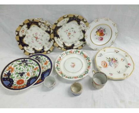An English Coffee Can, an Export China Coffee Cup, a small Spode Pot and seven further Victorian and later decorative plates 