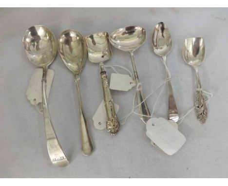 A Mixed Lot of six items of Silver Flatwares, to include a George III Silver Sauce Ladle hallmarked London 1791, plus various