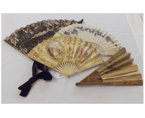 A collection of assorted Vintage Fans to include paper, feather, fabric etc, (conditions vary) (11) 50-60
