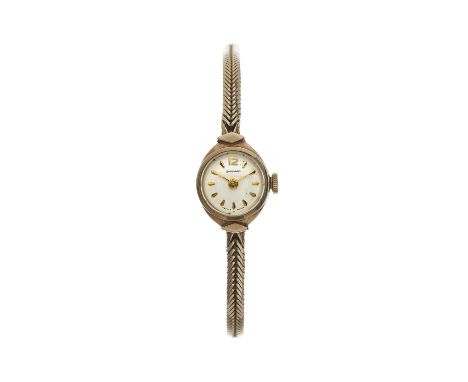 Garrard, a 9ct gold bracelet watch, unsigned manual wind movement, case numbered 21843, hallmarks for London 1966, fitted to 
